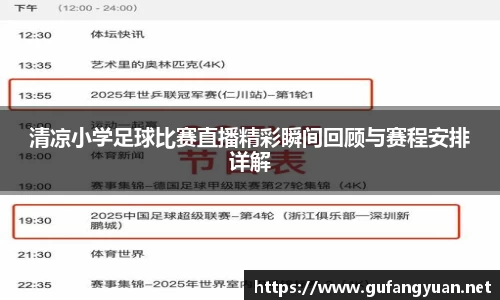 清凉小学足球比赛直播精彩瞬间回顾与赛程安排详解