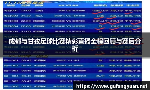 成都与甘孜足球比赛精彩直播全程回顾与赛后分析